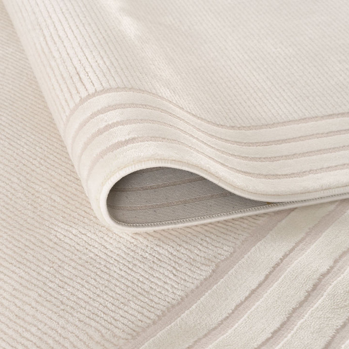 Bordered Living Room rug, cream colour, stain-resistant and non-shedding