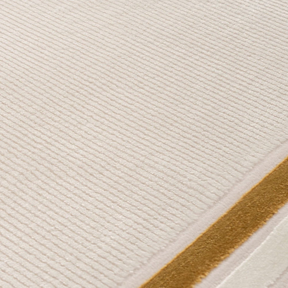 Bordered Living Room rug, gold-cream colours, stain-resistant and non-shedding