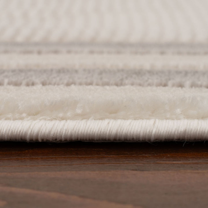 Bordered Living Room rug, grey-cream colours, stain-resistant and non-shedding