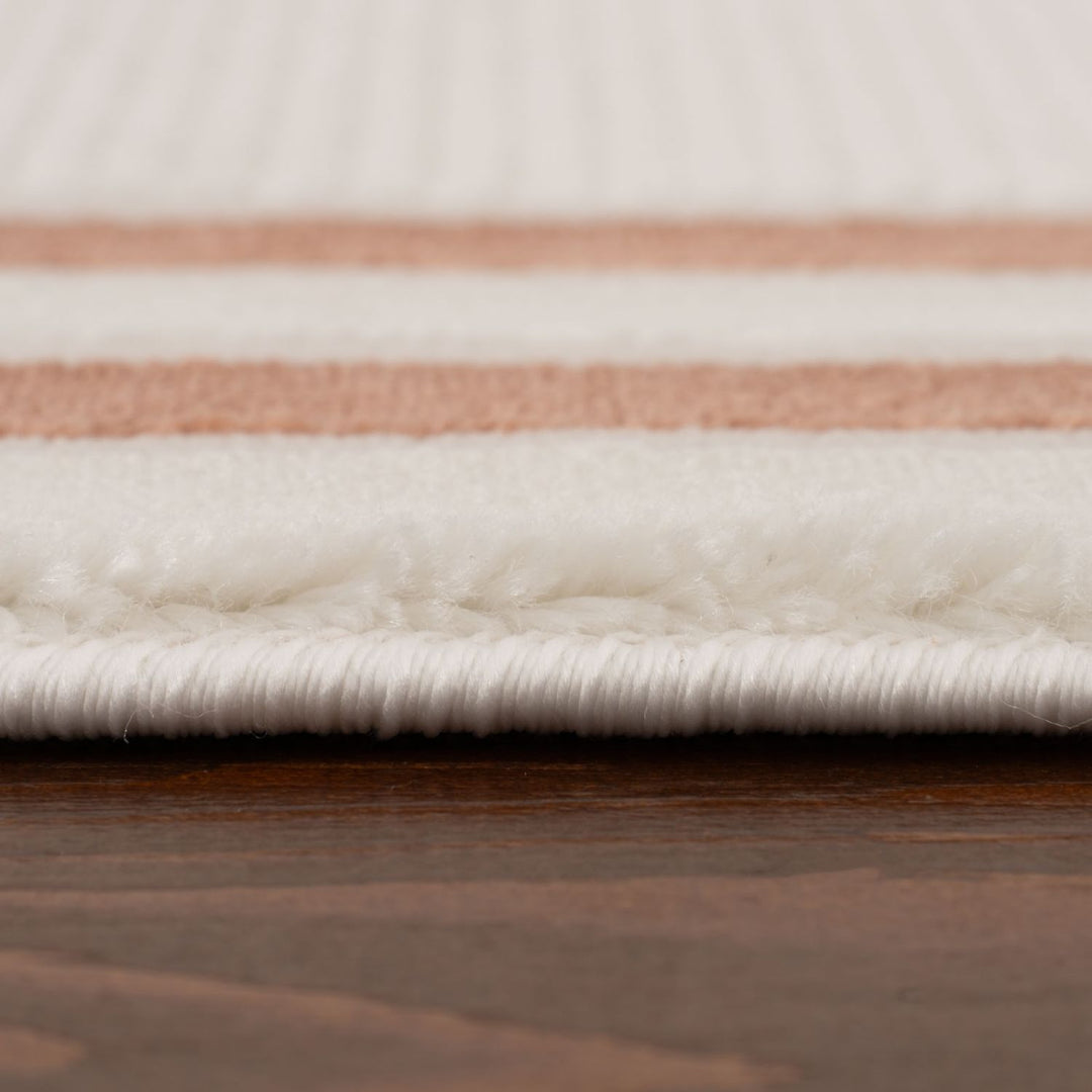 Bordered Living Room rug, terra-cream colours, stain-resistant and non-shedding