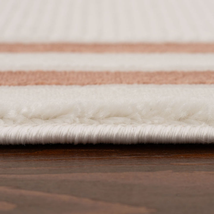 Bordered Living Room rug, terra-cream colours, stain-resistant and non-shedding