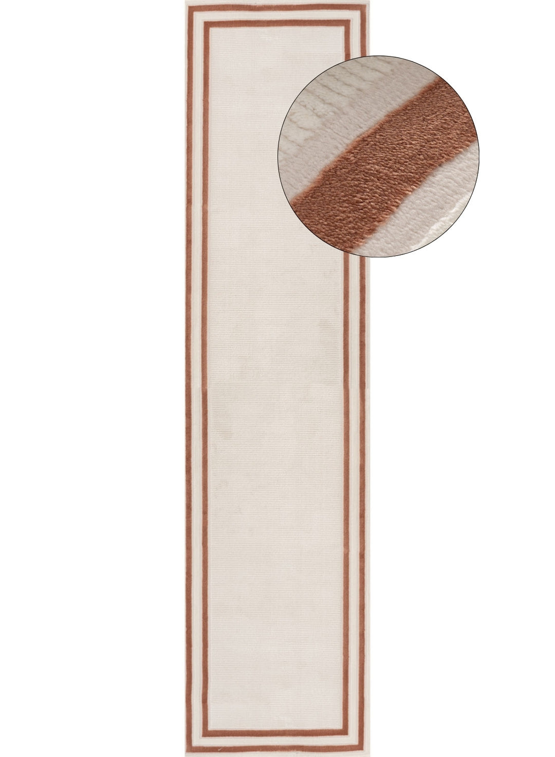 Bordered Living Room rug, terra-cream colours, stain-resistant and non-shedding