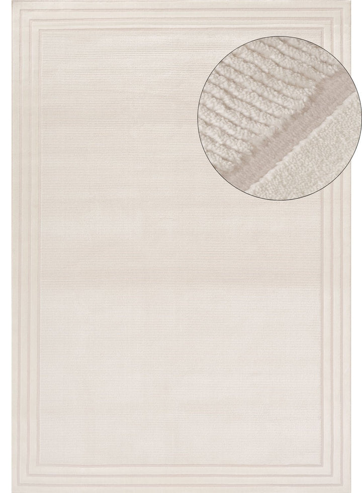 Bordered Living Room rug, cream colour, stain-resistant and non-shedding