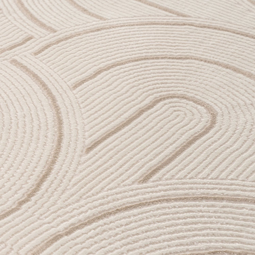 Living Room rug, beige-cream colours, geometric, practicality in mind, the rug is anti-allergic.
