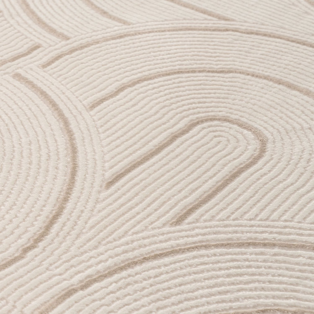 Living Room rug, beige-cream colours, geometric, practicality in mind, the rug is anti-allergic.