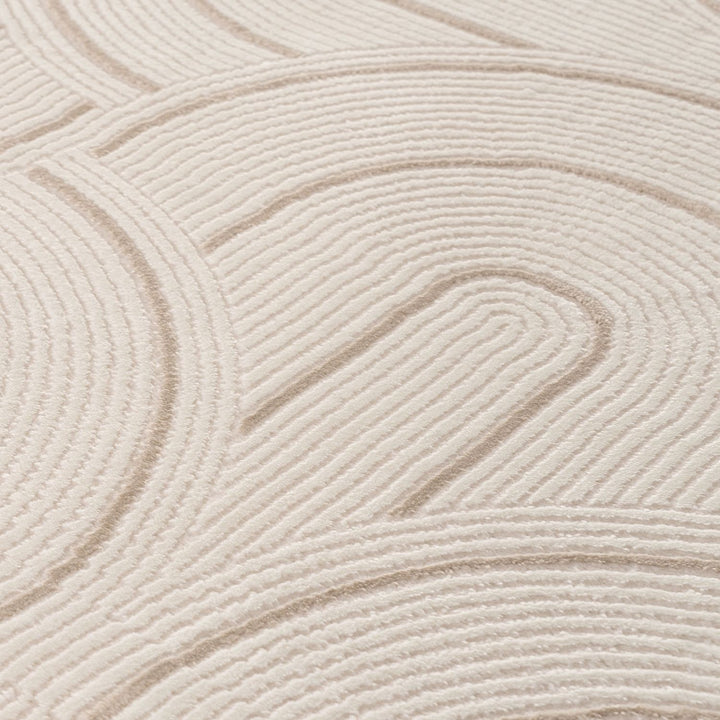 Living Room rug, beige-cream colours, geometric, practicality in mind, the rug is anti-allergic.