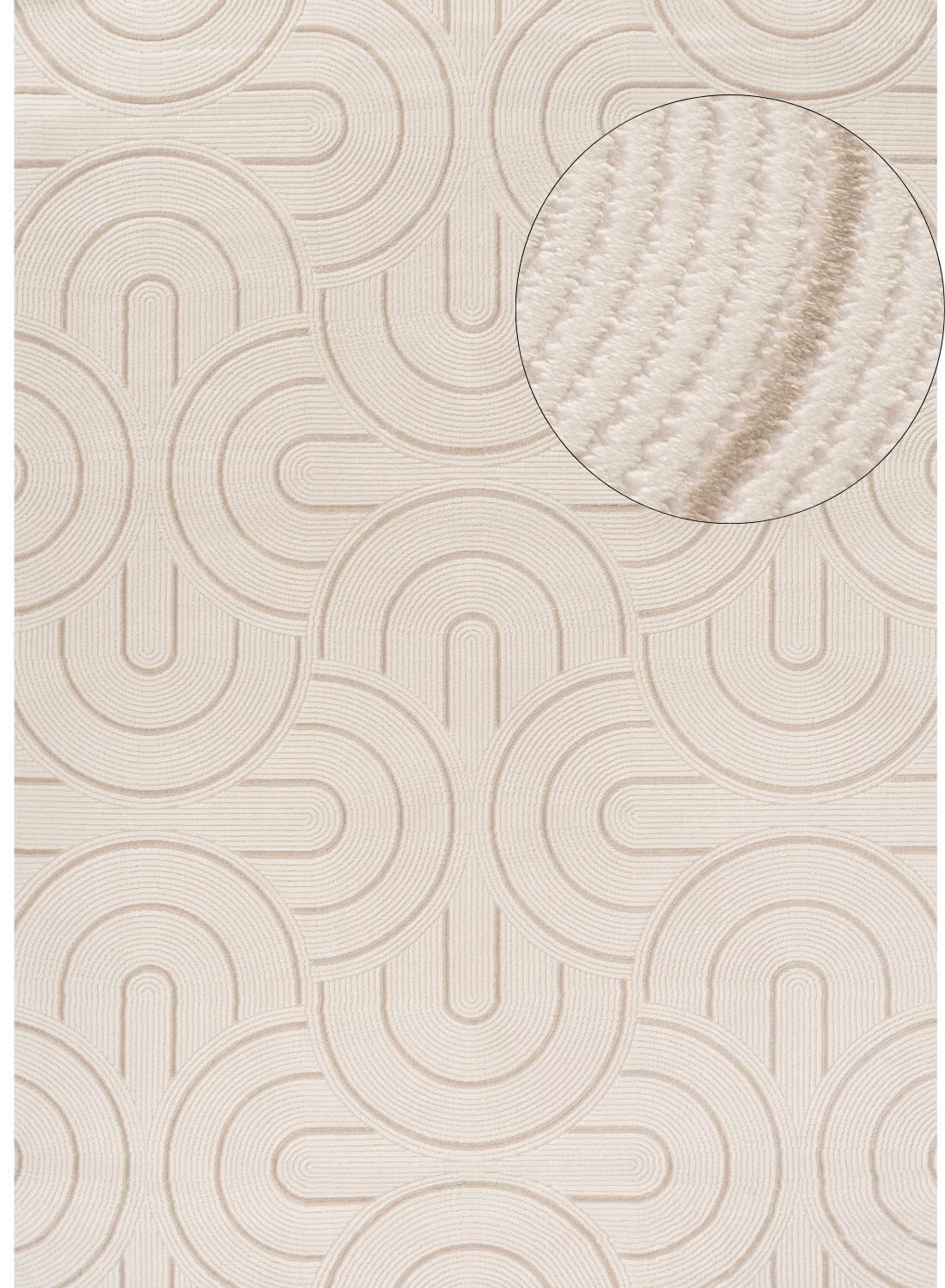 Living Room rug, beige-cream colours, geometric, practicality in mind, the rug is anti-allergic.