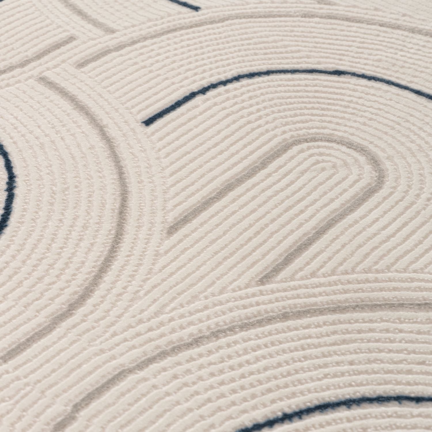 Living Room rug, blue-cream colours, geometric, practicality in mind, the rug is anti-allergic.