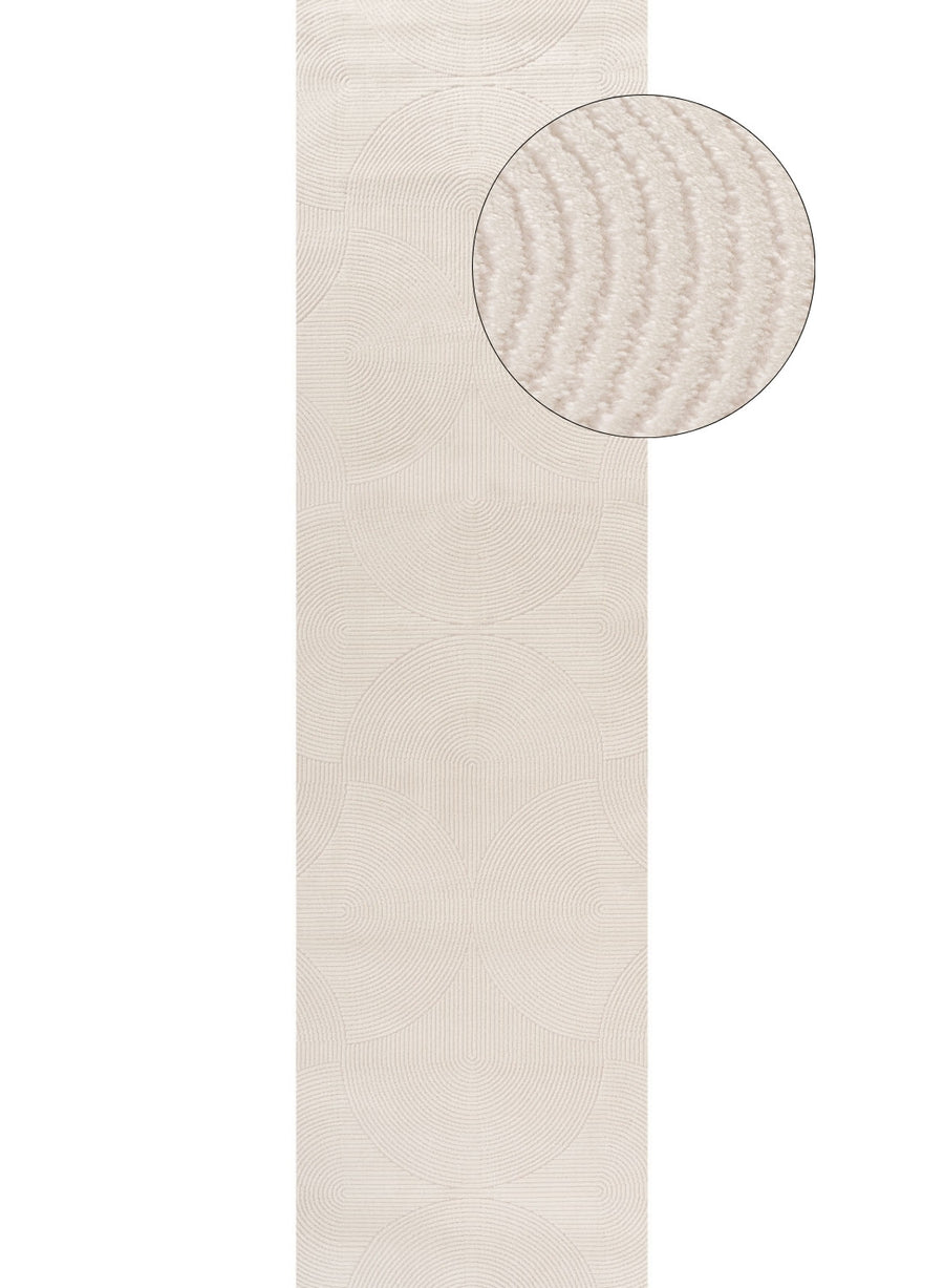 Living Room rug, cream colours, geometric, practicality in mind, the rug is anti-allergic.