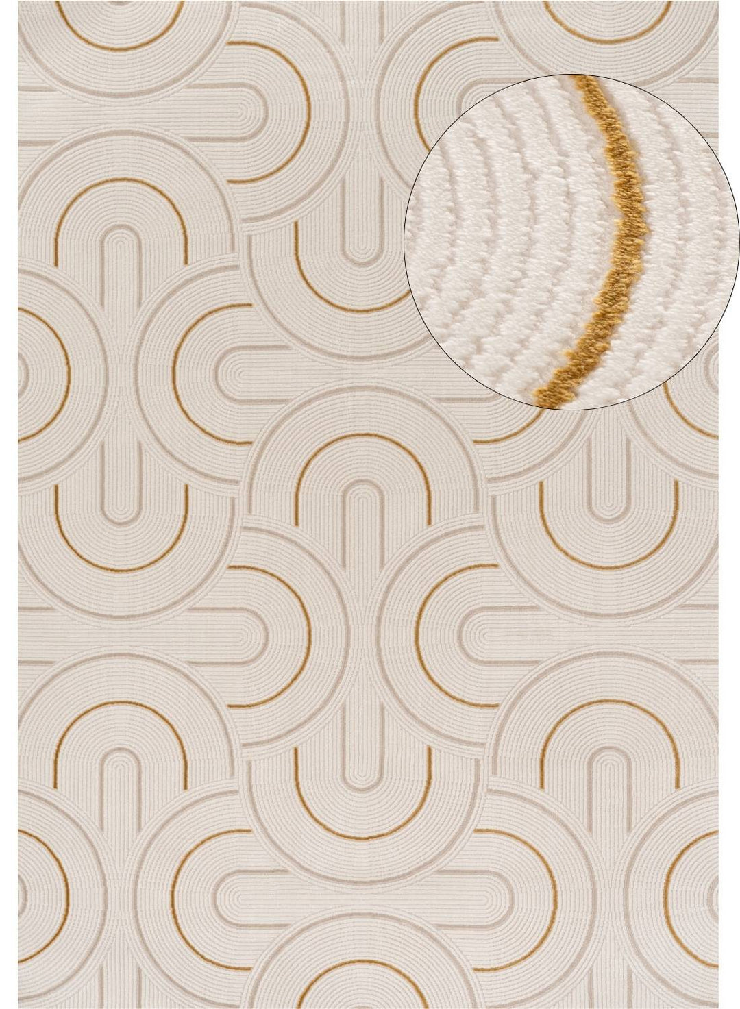 Living Room rug, gold-cream colours, geometric, practicality in mind, the rug is anti-allergic.