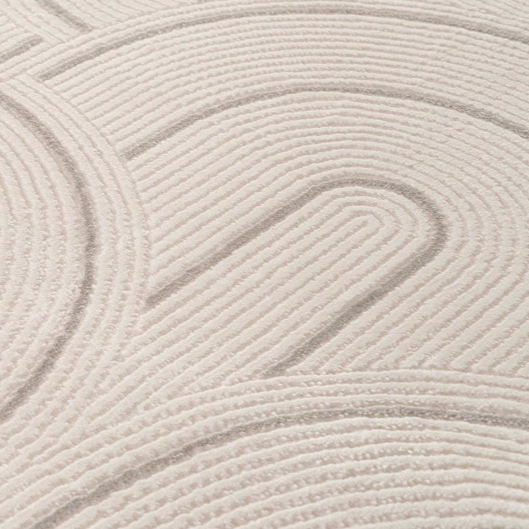 Living Room rug, grey-cream colours, geometric, practicality in mind, the rug is anti-allergic.