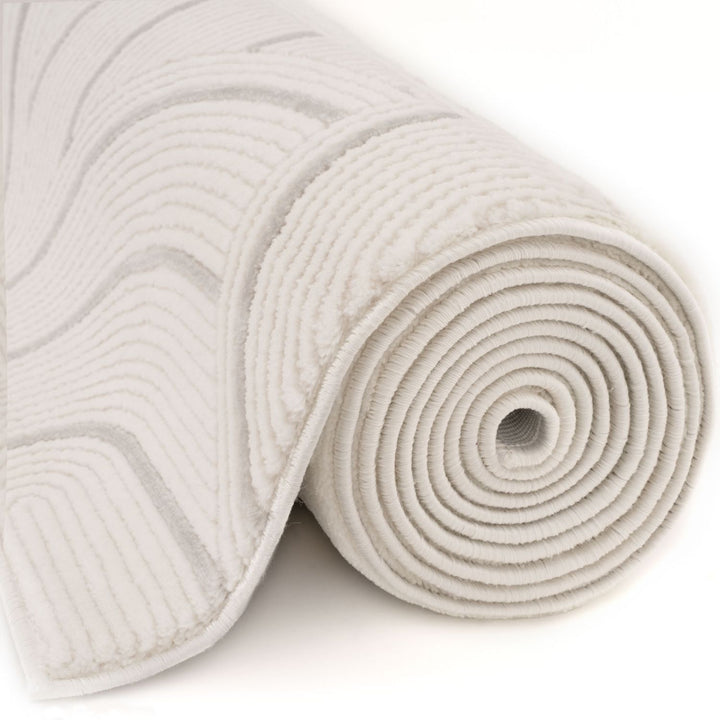 Living Room rug, grey-cream colours, geometric, practicality in mind, the rug is anti-allergic.