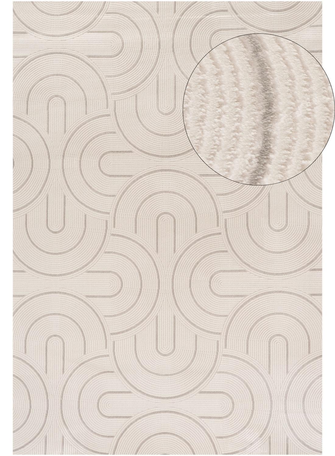 Living Room rug, grey-cream colours, geometric, practicality in mind, the rug is anti-allergic.