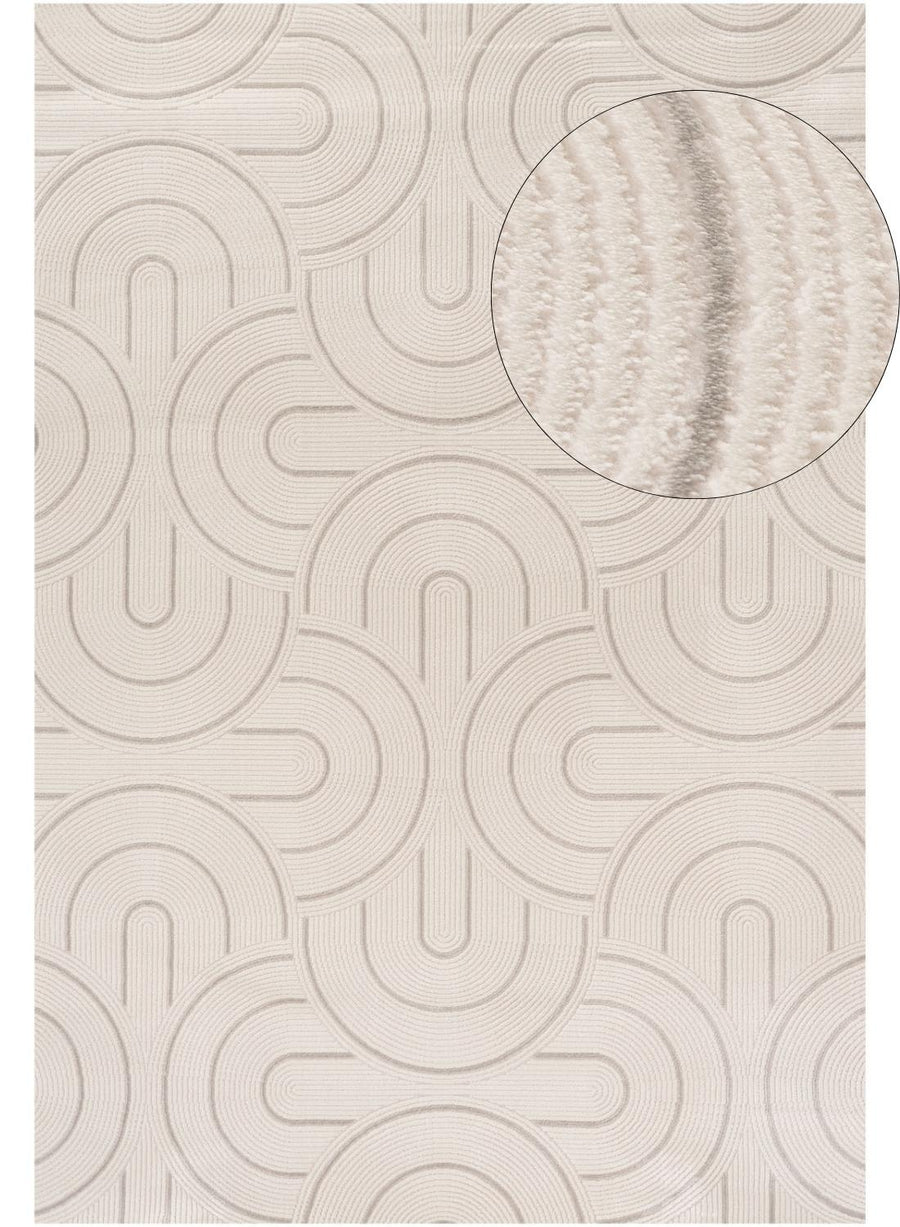 Living Room rug, grey-cream colours, geometric, practicality in mind, the rug is anti-allergic.