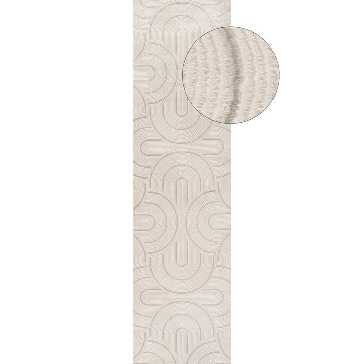 Living Room rug, grey-cream colours, geometric, practicality in mind, the rug is anti-allergic.