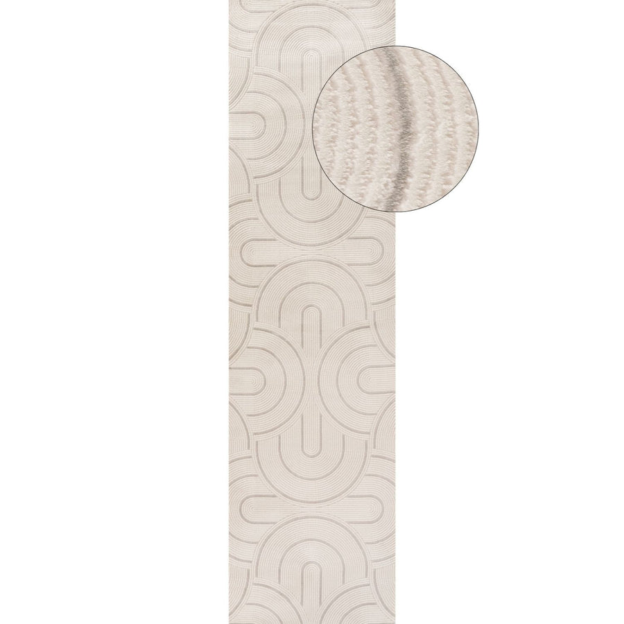 Living Room rug, grey-cream colours, geometric, practicality in mind, the rug is anti-allergic.