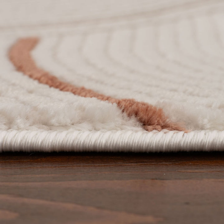 Living Room rug, terra-cream colours, geometric, practicality in mind, the rug is anti-allergic.