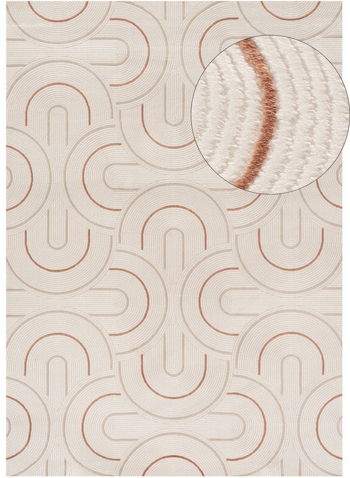 Living Room rug, terra-cream colours, geometric, practicality in mind, the rug is anti-allergic.