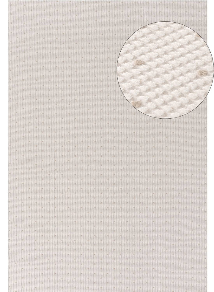Living Room rug, beige-cream colours, dots, practicality in mind, the rug is anti-allergic.