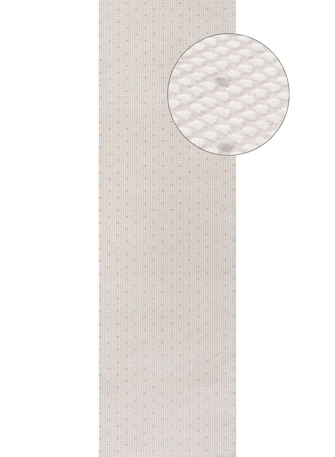 Living Room rug, grey-cream colours, dots, practicality in mind, the rug is anti-allergic.