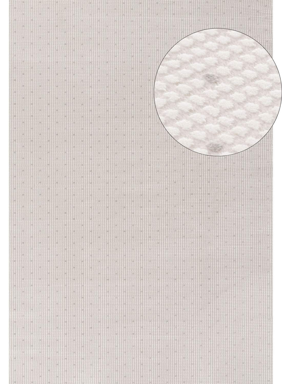 Living Room rug, grey-cream colours, dots, practicality in mind, the rug is anti-allergic.