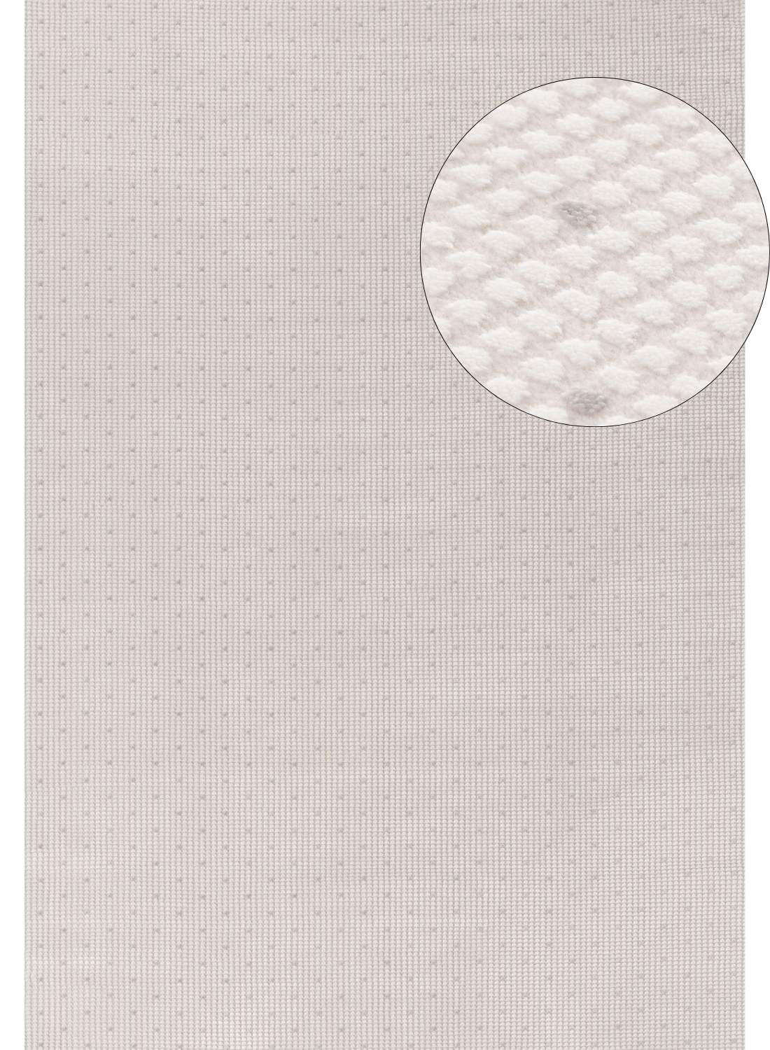Living Room rug, grey-cream colours, dots, practicality in mind, the rug is anti-allergic.
