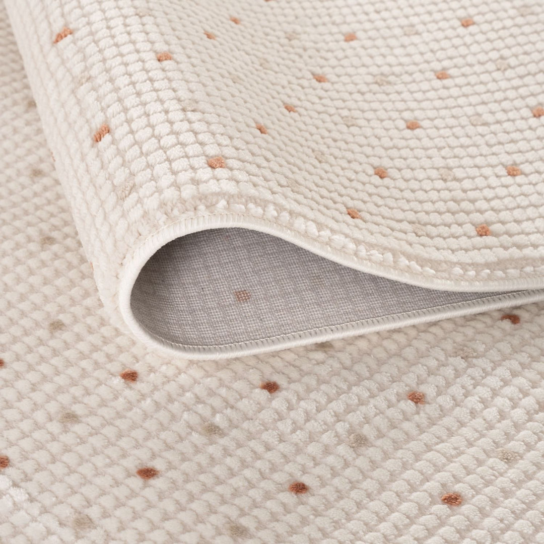 Living Room rug, dots, practicality in mind, the rug is anti-allergic.