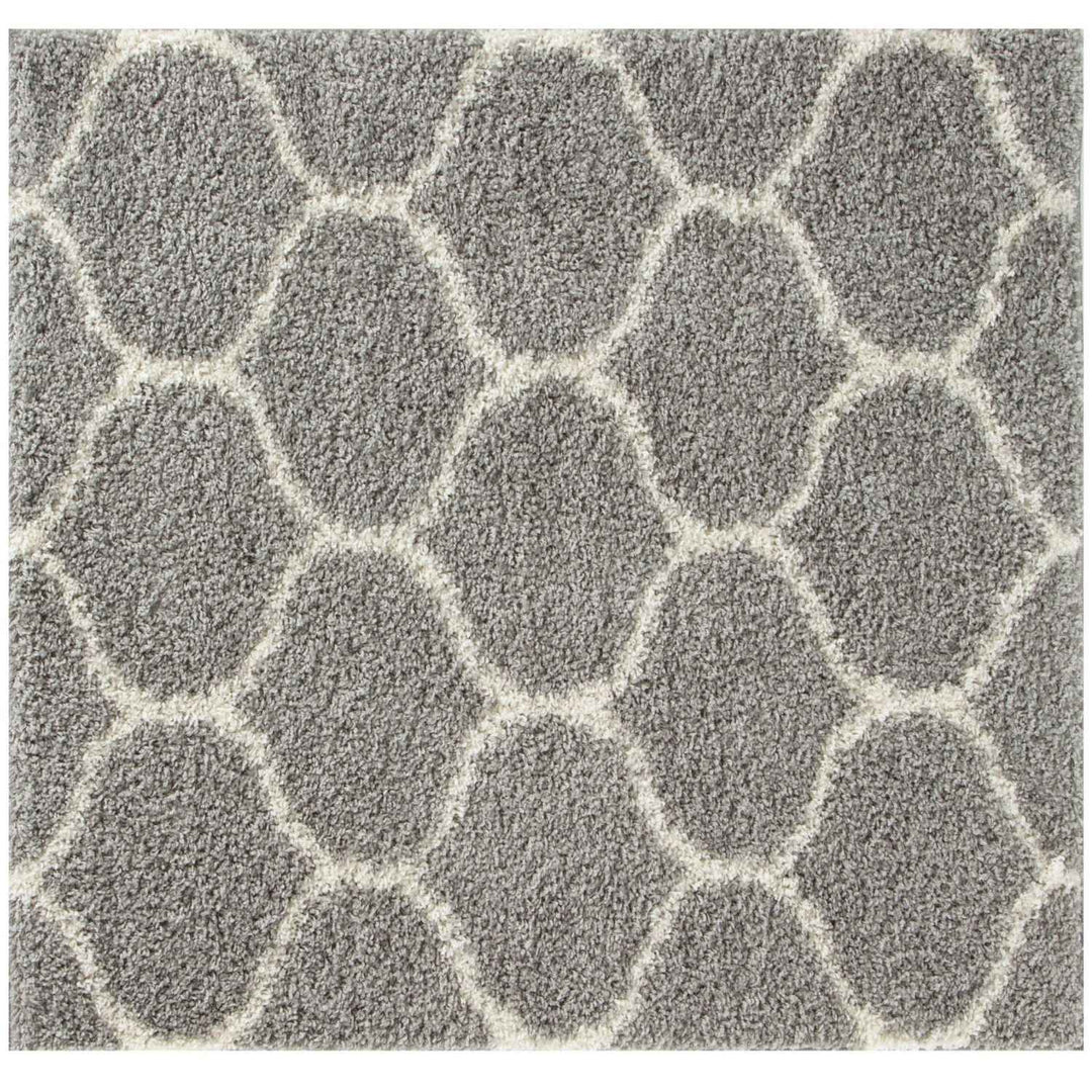 Trellis Design Thick Shaggy Area Rugs Grey