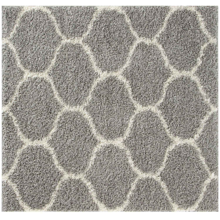 Trellis Design Thick Shaggy Area Rugs Grey