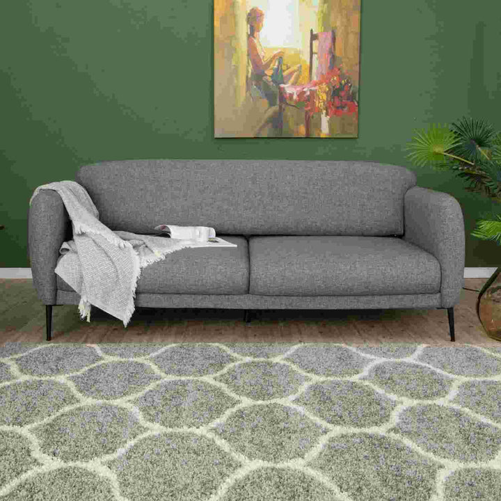 Trellis Design Thick Shaggy Area Rugs Grey