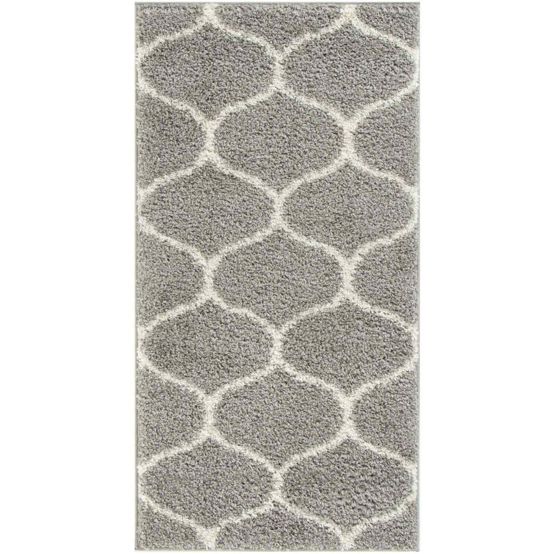 Trellis Design Thick Shaggy Area Rugs Grey