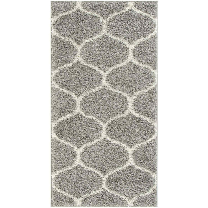 Trellis Design Thick Shaggy Area Rugs Grey