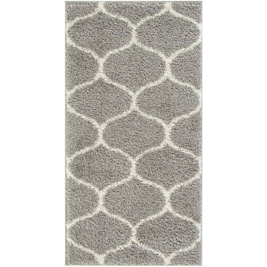 Trellis Design Thick Shaggy Area Rugs Grey
