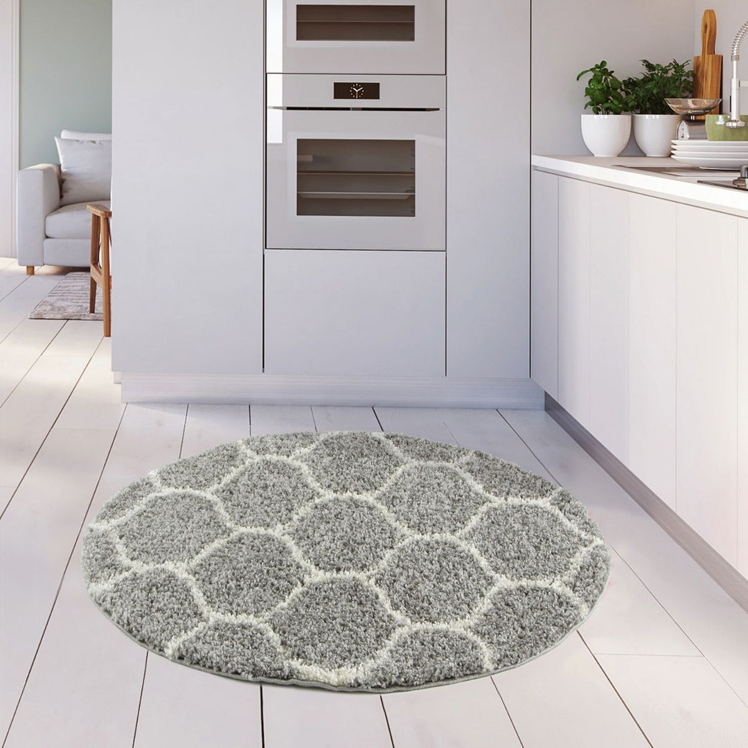 Trellis Design Thick Shaggy Area Rugs Grey