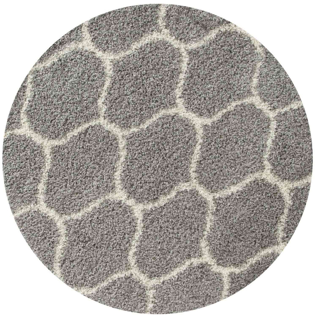 Trellis Design Thick Shaggy Area Rugs Grey
