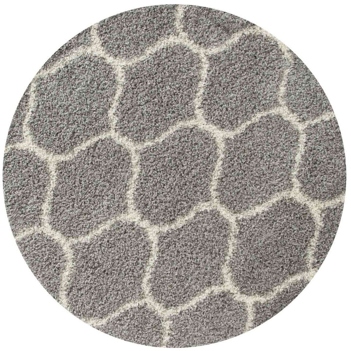 Trellis Design Thick Shaggy Area Rugs Grey