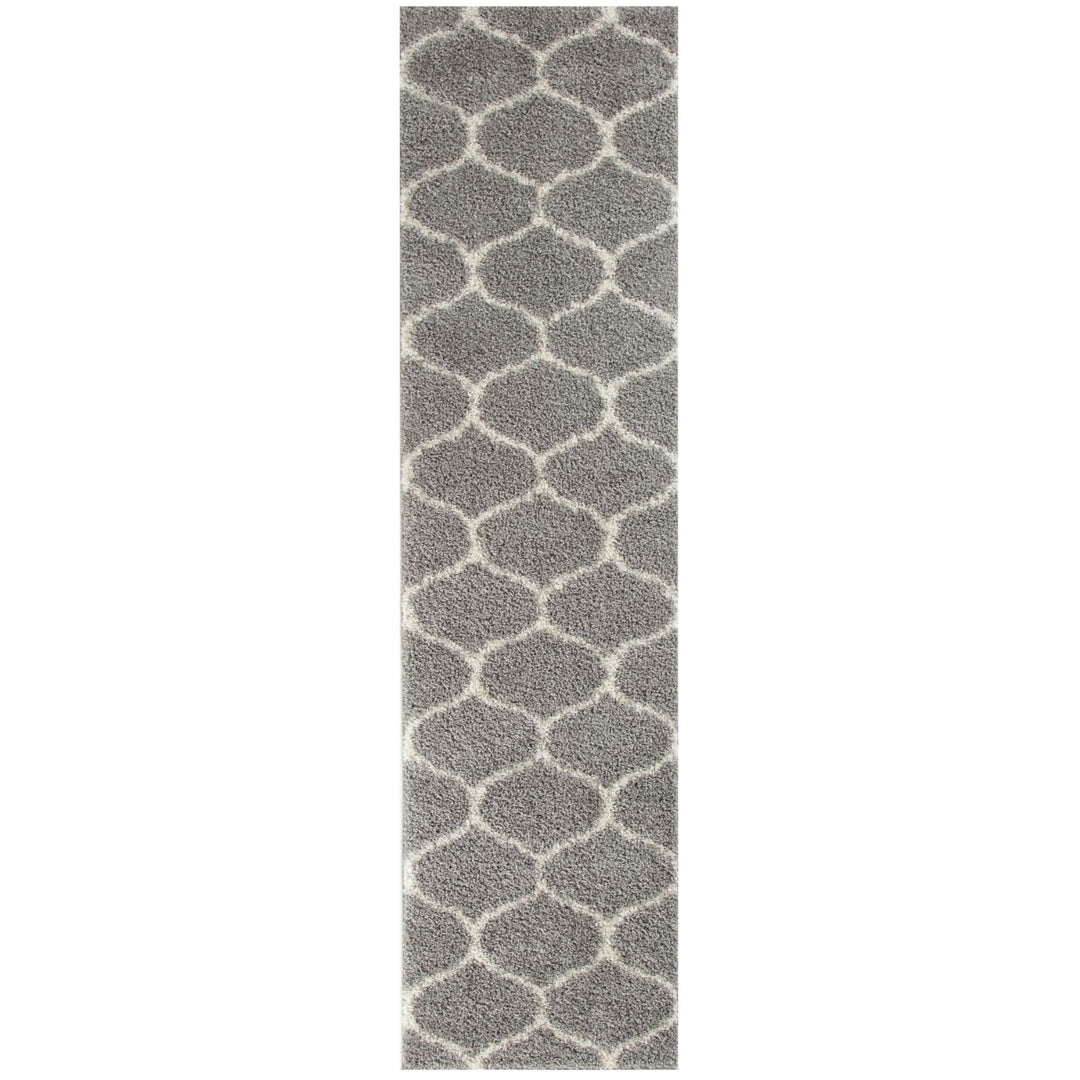 Trellis Design Thick Shaggy Area Rugs Grey