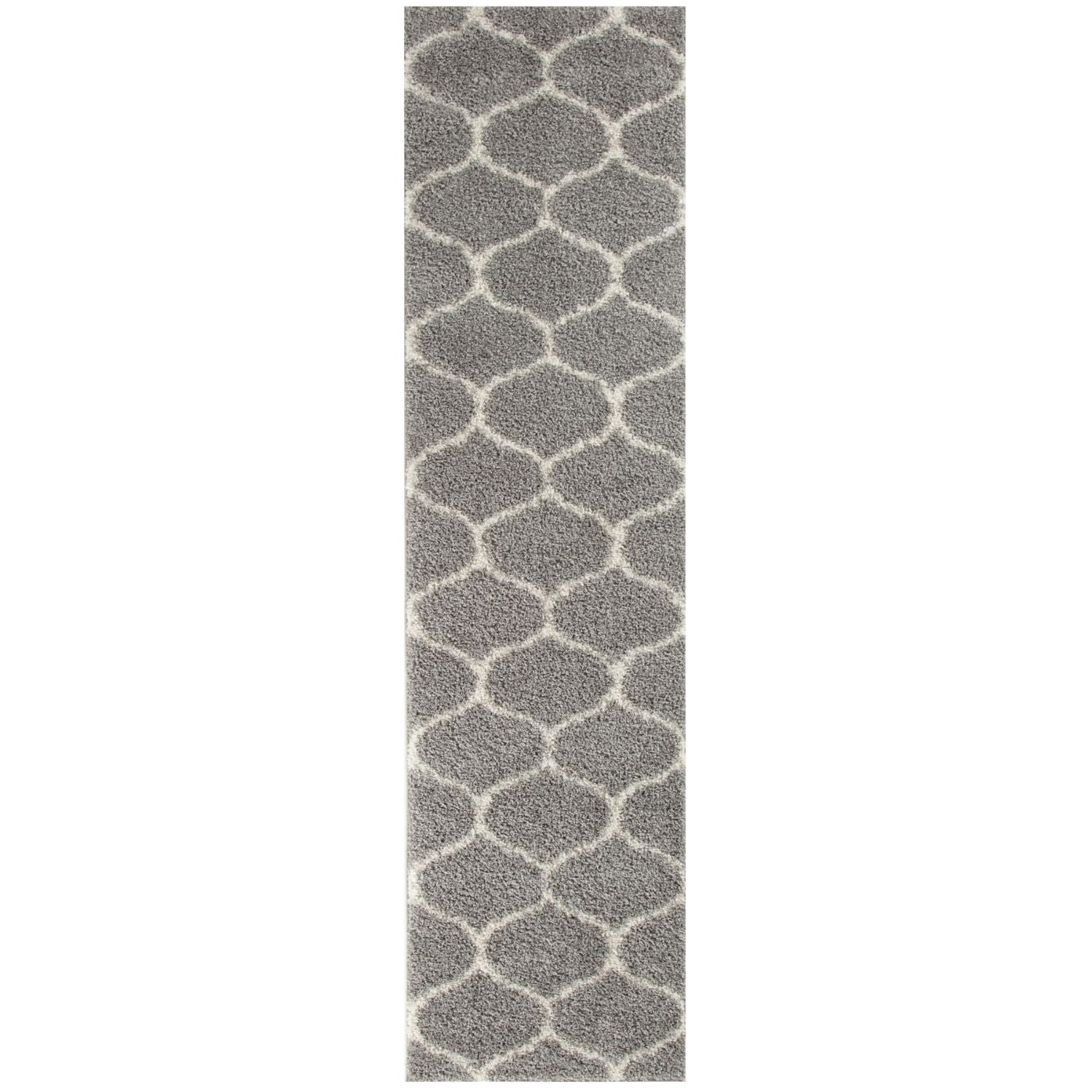 Trellis Design Thick Shaggy Area Rugs Grey