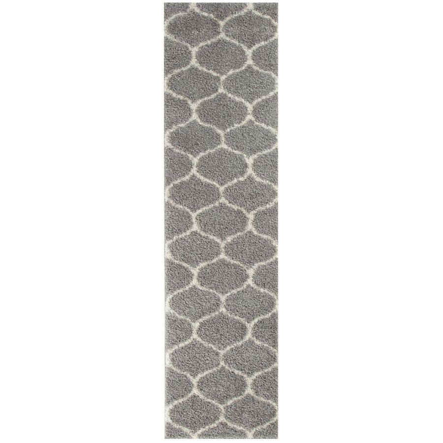 Trellis Design Thick Shaggy Area Rugs Grey