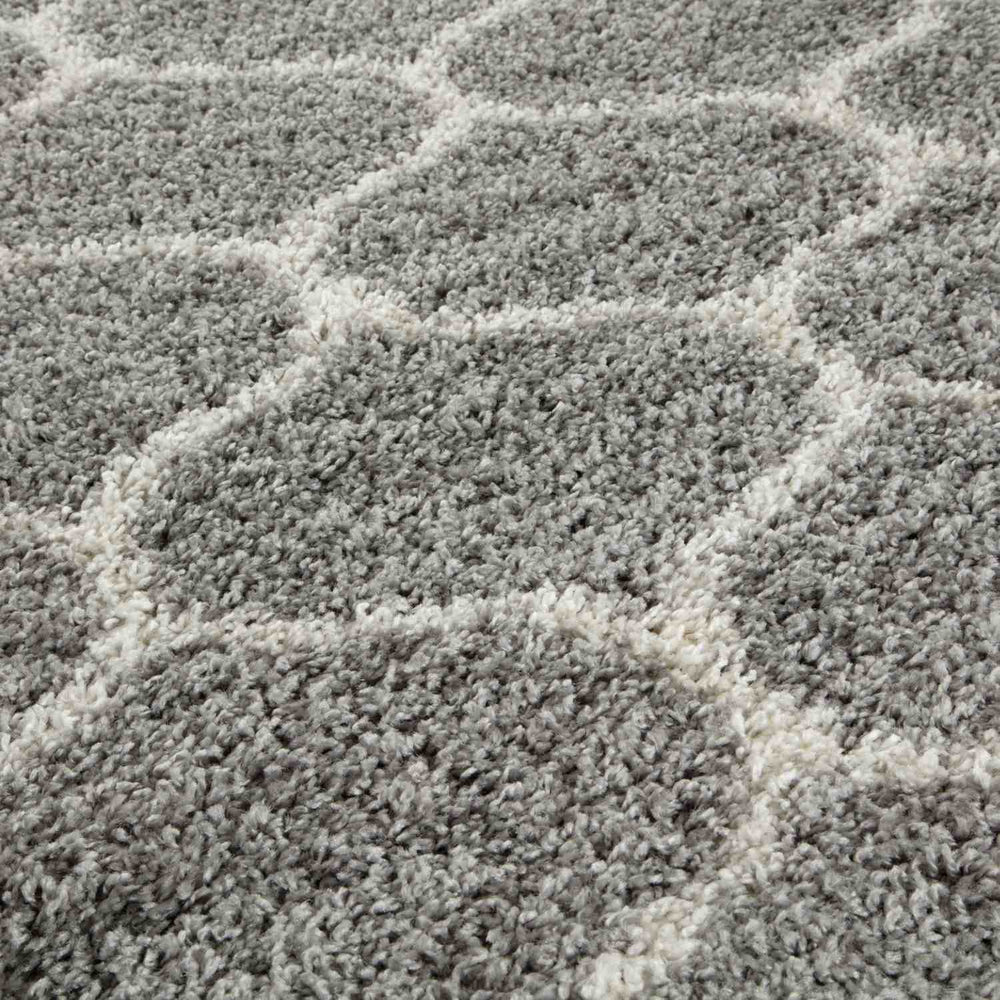 Trellis Design Thick Shaggy Area Rugs Grey