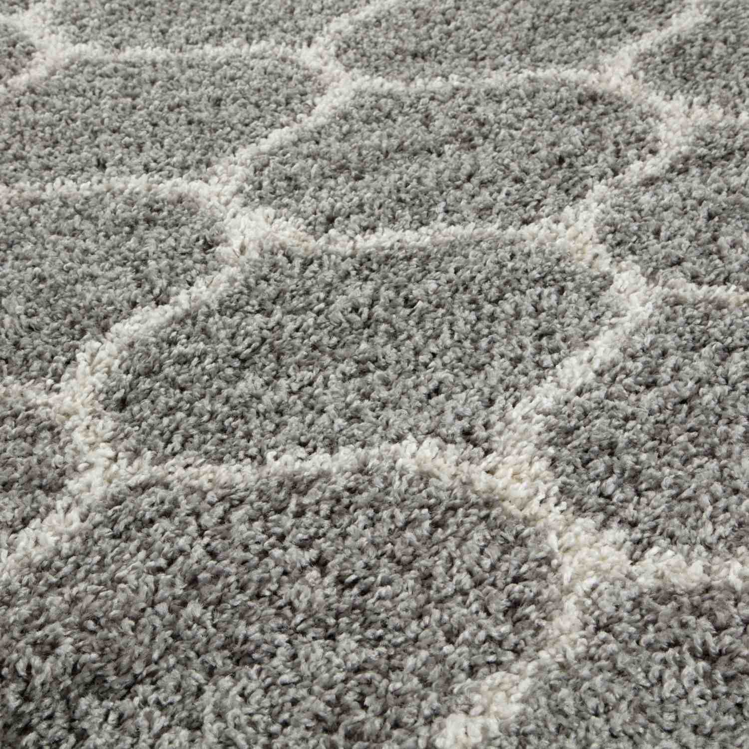 Trellis Design Thick Shaggy Area Rugs Grey