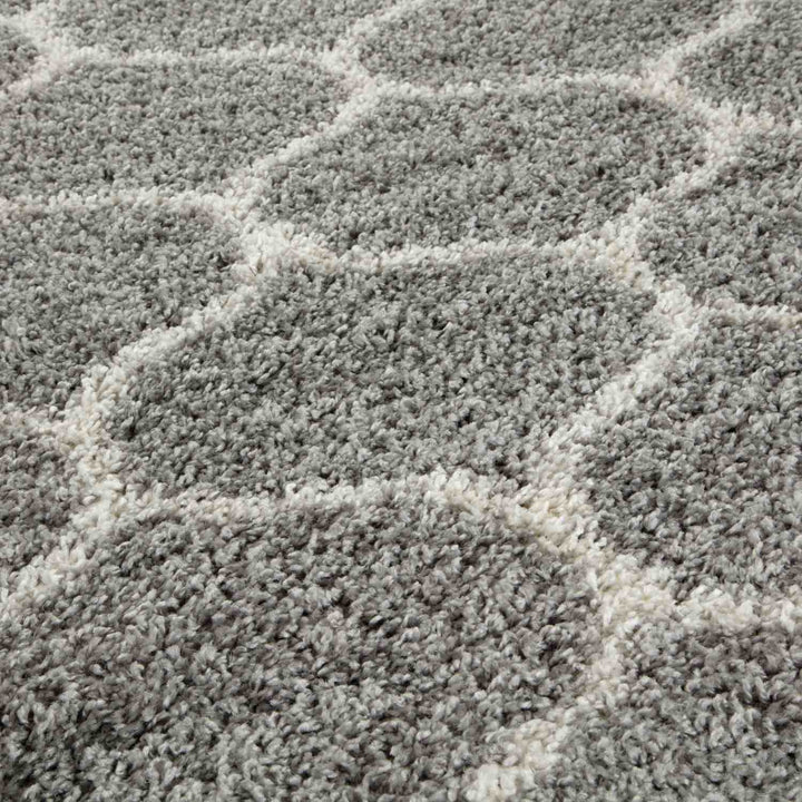 Trellis Design Thick Shaggy Area Rugs Grey