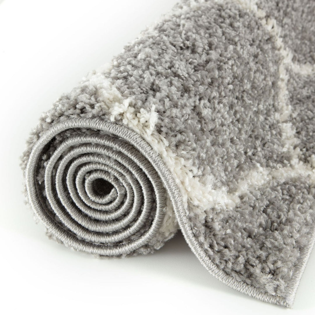 Trellis Design Thick Shaggy Area Rugs Grey