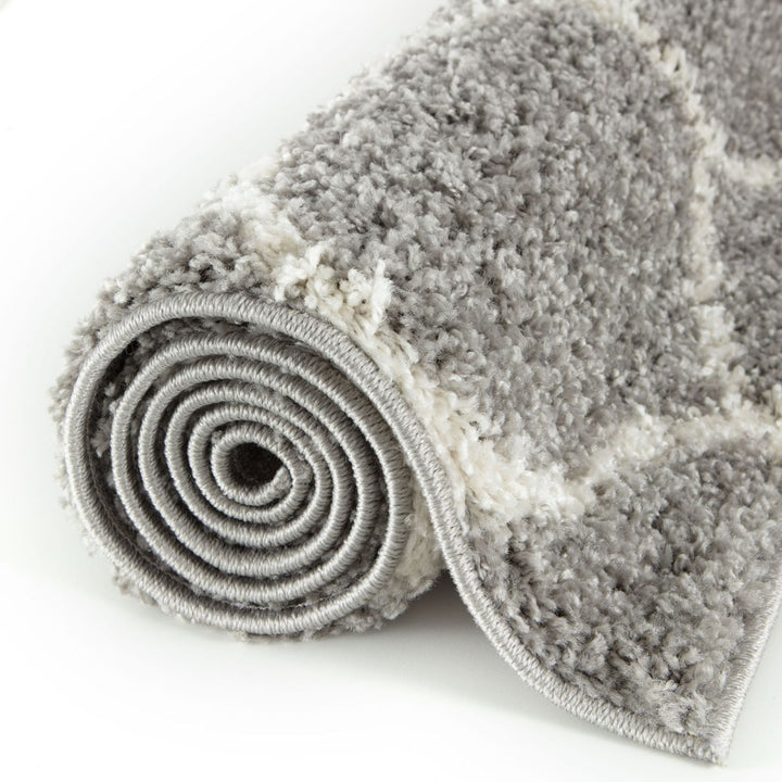 Trellis Design Thick Shaggy Area Rugs Grey