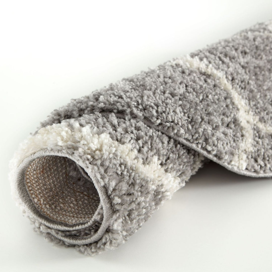 Trellis Design Thick Shaggy Area Rugs Grey