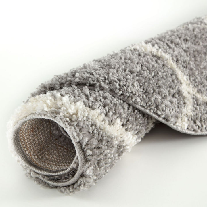Trellis Design Thick Shaggy Area Rugs Grey