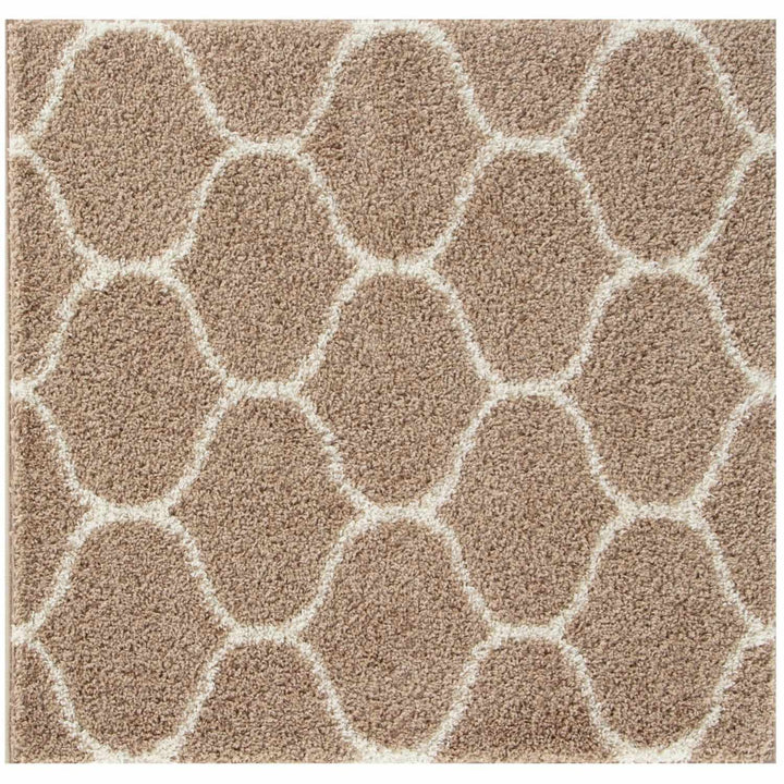 Trellis Design Thick Shaggy Area Rugs Beige