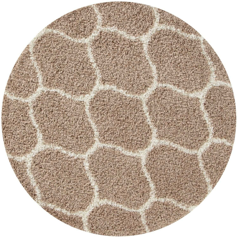 Trellis Design Thick Shaggy Area Rugs Beige | The Rugs