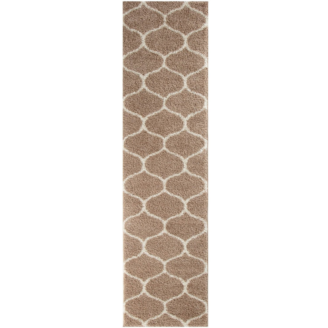 Trellis Design Thick Shaggy Area Rugs Beige