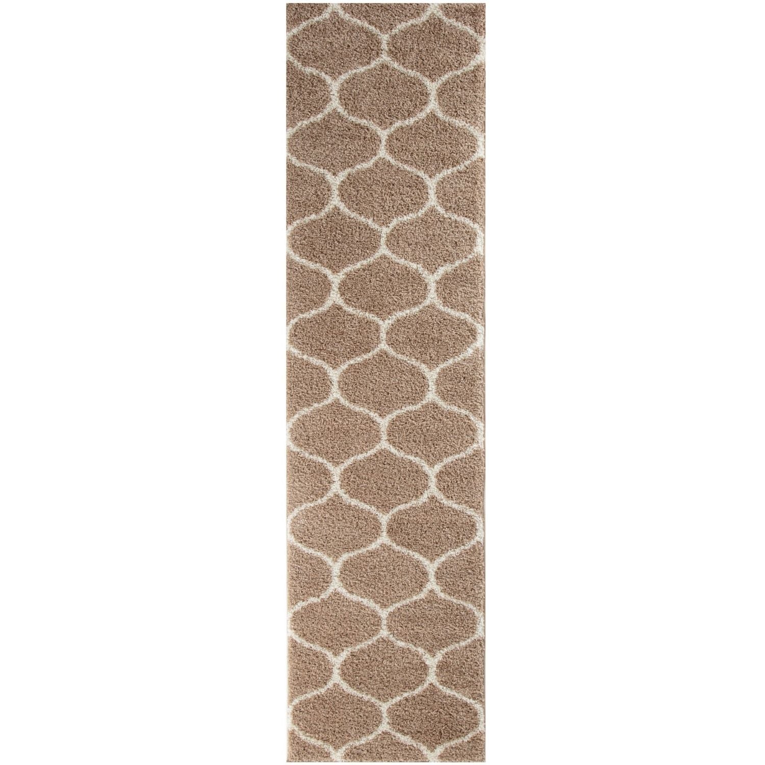 Trellis Design Thick Shaggy Area Rugs Beige